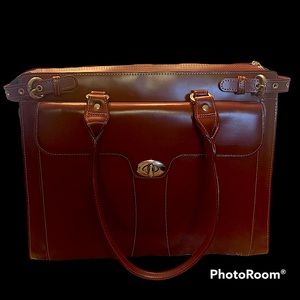 Deep Red/Burgundy Leather Briefcase